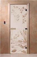 Дверь для сауны DoorWood (Дорвуд) 70x170 Основная серия Камышовый рай (сатин) левая