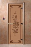 Дверь для сауны DoorWood (Дорвуд) 70x170 Основная серия Розы (бронза матовая) левая