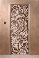 Дверь для сауны DoorWood (Дорвуд) 70x170 Основная серия Хохлома (бронза) левая