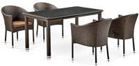 Комплект обеденной мебели Афина 4+1, T256A/Y350A-W53 4PCS Brown, иск. ротанг