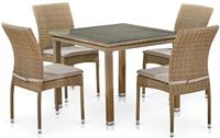 Комплект обеденной мебели Афина 4+1, T257B/Y380B-W65 Light Brown, иск. Ротанг