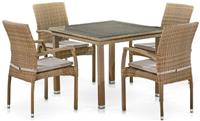 Комплект обеденной мебели Афина 4+1, T257B/Y379B-W65 Light Brown, иск. Ротанг
