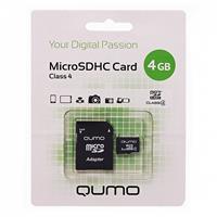 Карта флэш-памяти MicroSD 4 Гб Qumo +SD адаптер (class 4) 10126