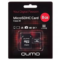 Карта флэш-памяти MicroSD 8 Гб Qumo +SD адаптер (class 10) 16839