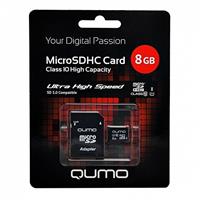 Карта флэш-памяти MicroSD 8 Гб Qumo +SD адаптер (class 10) UHS-1 95051