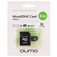 Карта флэш-памяти MicroSD 8 Гб Qumo +SD адаптер (class 4) 18227