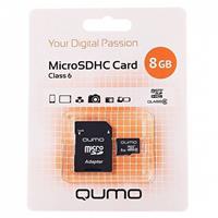 Карта флэш-памяти MicroSD 8 Гб Qumo +SD адаптер (class 6) 16007