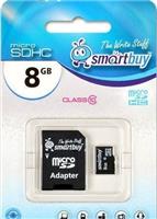 Карта флэш-памяти MicroSD 8 Гб Smart Buy +SD адаптер (class 10) 18230