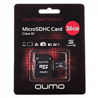 Карта флэш-памяти MicroSD 16 Гб Qumo +SD адаптер (class 10) 18408