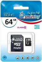 Карта флэш-памяти MicroSD 64 Гб Smart Buy +SD адаптер (class 10) 32291