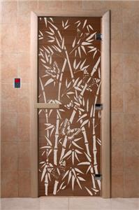 Дверь для сауны DoorWood (Дорвуд) 70x180 Основная серия Бамбук и бабочки (бронза) правая