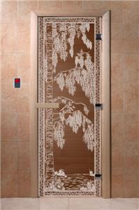 Дверь для сауны DoorWood (Дорвуд) 70x180 Основная серия Берёзка (бронза) правая