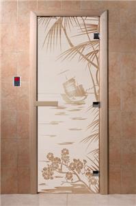 Дверь для сауны DoorWood (Дорвуд) 60x180 Основная серия Голубая лагуна (сатин) правая