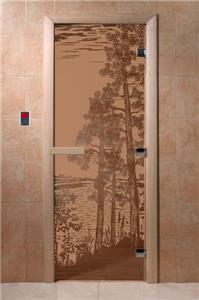 Дверь для сауны DoorWood (Дорвуд) 70x180 Основная серия Рассвет (бронза матовое) правая