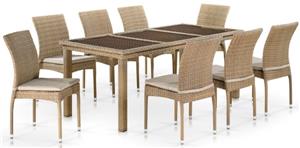Комплект обеденной мебели Афина 8+1, T365/Y380B-W65 8PCS Light Brown, иск. Ротанг