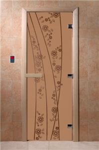 Дверь для сауны DoorWood (Дорвуд) 70x170 Основная серия Весна цветы (бронза матовая) левая