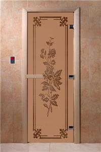 Дверь для сауны DoorWood (Дорвуд) 70x170 Основная серия Розы (бронза матовая) левая