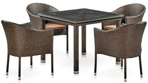 Комплект обеденной мебели Афина 4+1, T257A/Y350A-W53 4PCS Brown, иск. Ротанг