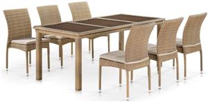 Комплект обеденной мебели Афина 6+1, T365/Y380B-W65 6PCS Light Brown, иск. Ротанг