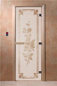 Дверь для сауны DoorWood (Дорвуд) 70x180 Основная серия Розы (сатин) левая