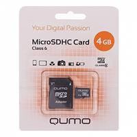 Карта флэш-памяти MicroSD 4 Гб Qumo +SD адаптер (class 6) 16826