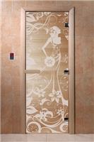 Дверь для сауны DoorWood (Дорвуд) 70x200 Основная серия Девушка в цветах (сатин) левая