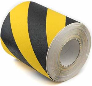 Лента противоскользящая SafetyStep Aluminum Foil Anti Slip Tape 60grit, черно-желтый, ширина 50мм, длина 18,3м