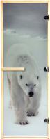 Дверь для сауны Банные Штучки с фотопечатью Белый медведь, коробка из хвои