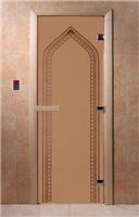 Дверь для сауны DoorWood (Дорвуд) 80x180 Основная серия Арка (бронза матовое) левая