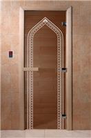 Дверь для сауны DoorWood (Дорвуд) 60x200 Основная серия Арка (бронза) левая