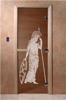 Дверь для сауны DoorWood (Дорвуд) 80x180 Основная серия Рим (бронза) правая