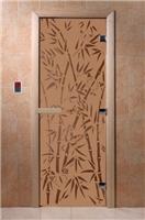 Дверь для сауны DoorWood (Дорвуд) 60x200 Основная серия Бамбук и бабочки (бронза матовое) правая