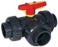 Кран трехпозиционный под вклейку Praher Plastics d63, разб. соед.