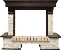 Портал для электрокамина Royal Flame каменный Pierre Luxe мелкий сланец бежевый, темный дуб