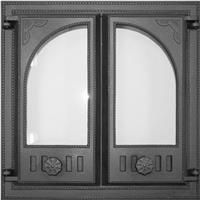 Каминная дверца FireWay (486х486) 410х410 со стеклом 2-х створчатая К501