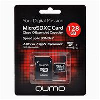 Карта флэш-памяти MicroSD 128 Гб Qumo +SD адаптером UHS-I 3.0 83877