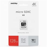Карта флэш-памяти MicroSD 128 Гб Smart Buy +SD адаптер Pro seria UHS-1 U3 114821