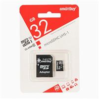 Карта флэш-памяти MicroSD 32 Гб Smart Buy +SD адаптер (class 10) LE 114827