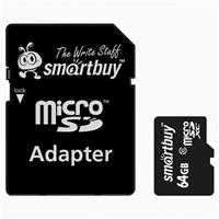 Карта флэш-памяти MicroSD 64 Гб Smart Buy +SD адаптер (class 10) LE 114829