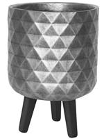 Кашпо (вазон) Idealist Даймонд серебристое, с подставкой (D24, H35 см)