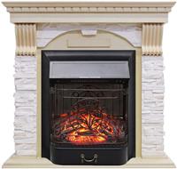 Электрокамин Royal Flame Majestic FX Black + Dublin, слоновая кость с патиной