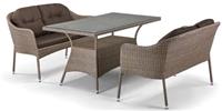 Комплект обеденной мебели с диваном Афина иск. ротанг 2+1, арт.T198B/S54B-W56 Light Brown