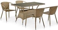 Комплект обеденной мебели Афина 4+1, T198D/Y137B-W56 Light Brown, иск. ротанг