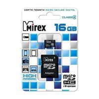 Карта флэш-памяти MicroSD 16 Гб Mirex +SD адаптер (class 4) 63985