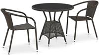 Комплект кофейной мебели Афина 2+1, T707ANS/Y137C-W532PcsBrown, иск. ротанг