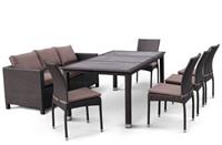 Комплект обеденной мебели с диваном Афина T347/S65A/Y380A-W53 Brown, иск.ротанг