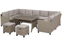 Комплект мебели с диваном Афина иск. ротанг, AFM-370B-Beige