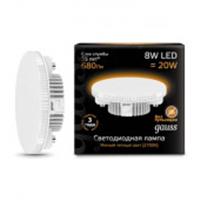 Лампа Gauss GX53 8W 680lm 3000K LED, КИТАЙ, код 05103250037, штрихкод 462712837876, артикул 108008108