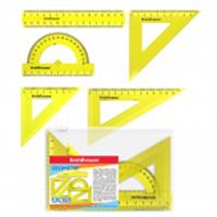 Набор геометрический 5 предметов Erich Krause Neon, прозрачный желтый, zip пакет 20/80, Россия, код 5601800056, штрихкод 463007335897, артикул 49563
