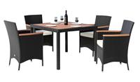Комплект обеденной мебели Афина 4-1 ,иск.ротанг, AFM-440-Black